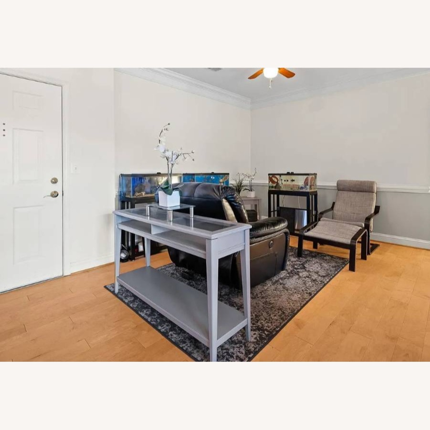 IKEA Poang Light Gray Recliner + Ottoman  - image-2