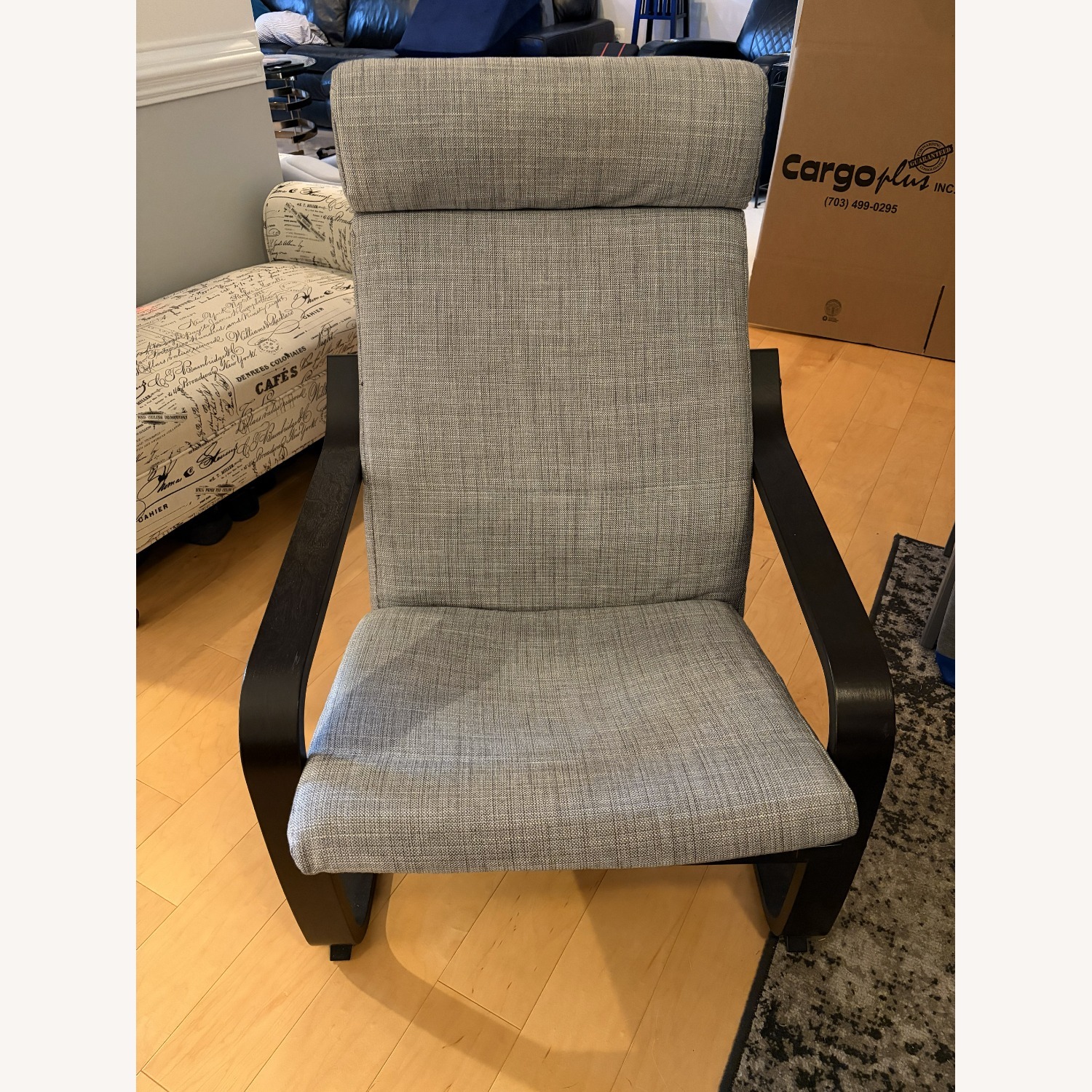 IKEA Poang Light Gray Recliner + Ottoman  - image-3