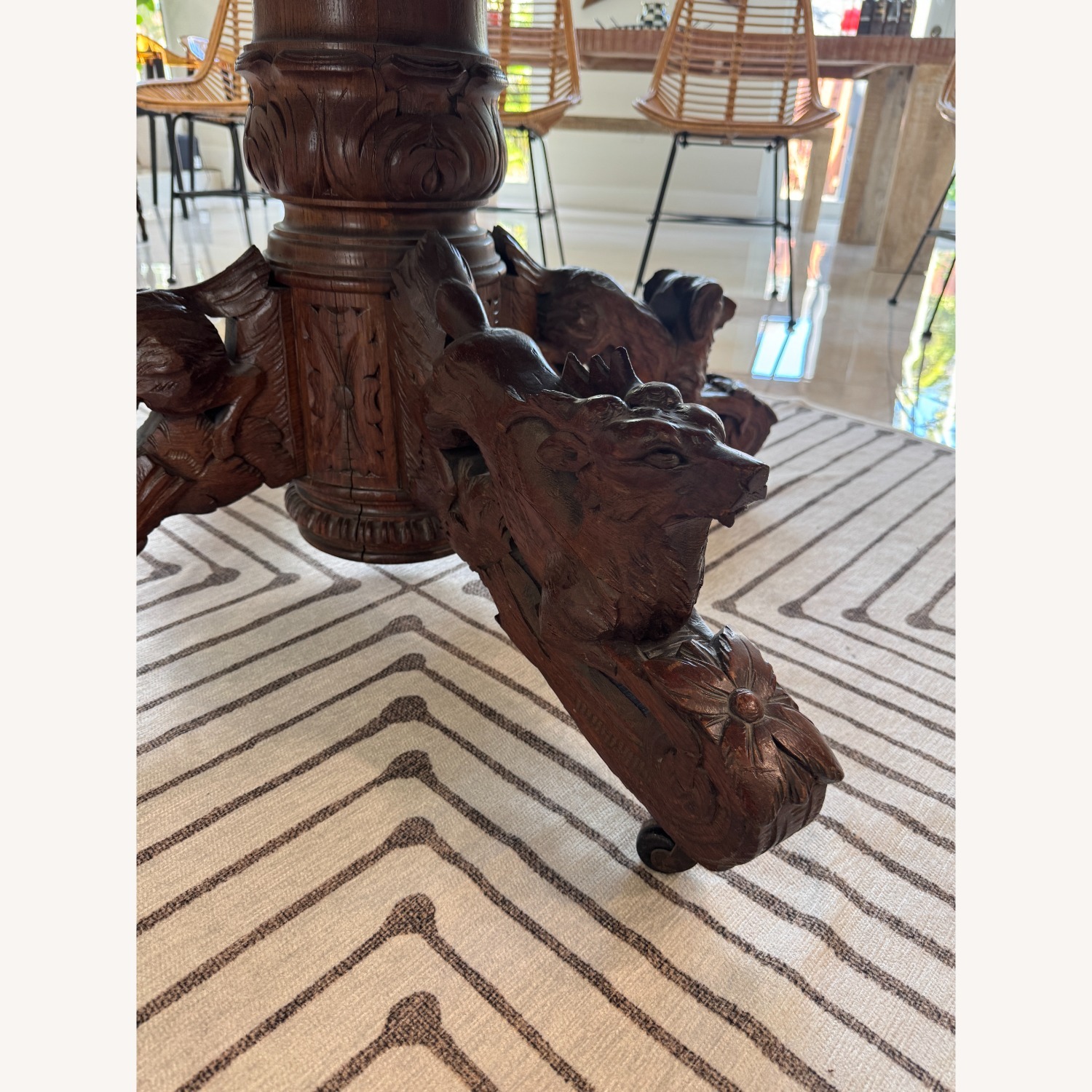 Vintage/antique Dark Brown Wood Dining Table - image-2