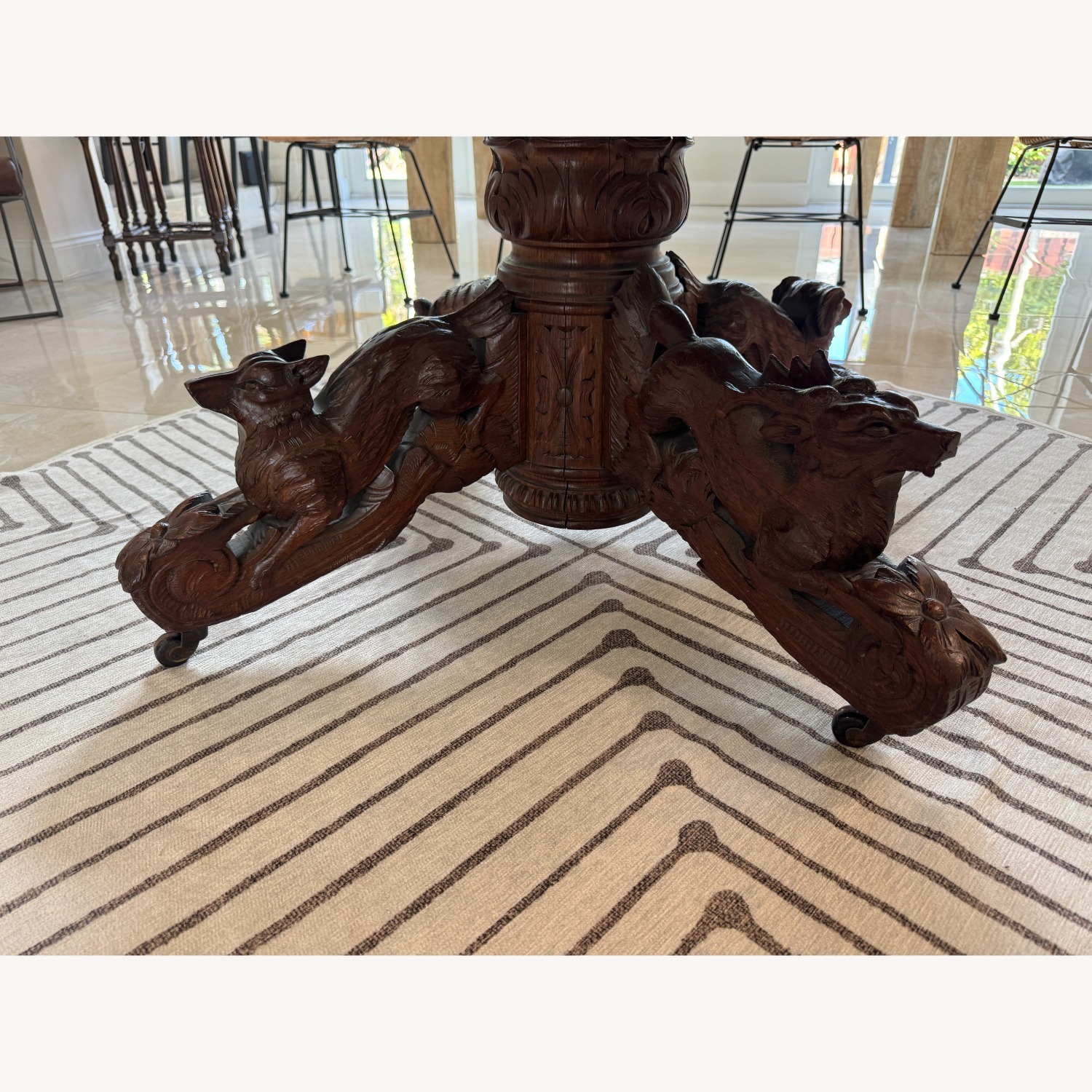 Vintage/antique Dark Brown Wood Dining Table - image-1