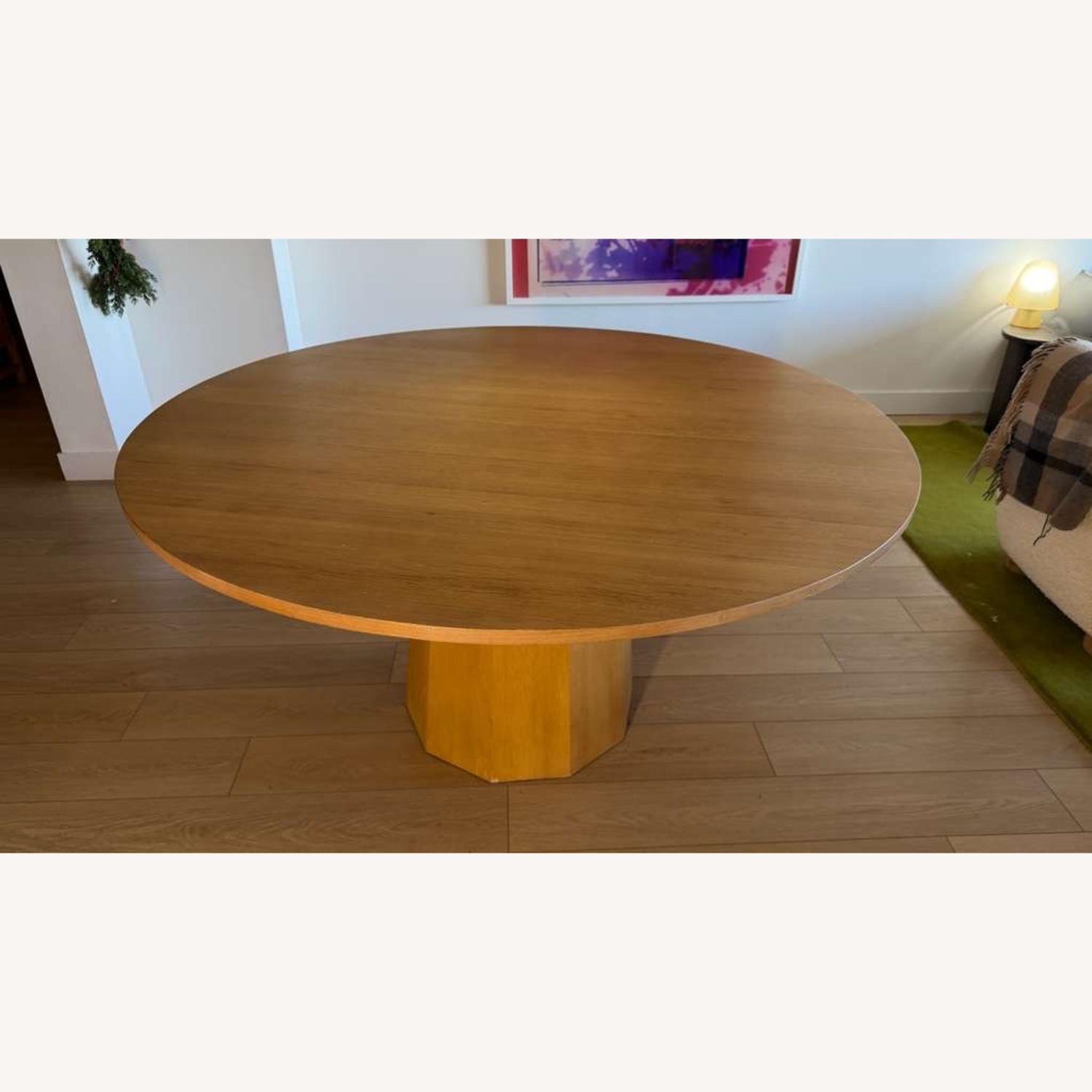 CB2 Bancroft 60" Round Oak Pedestal Dining Table - image-3