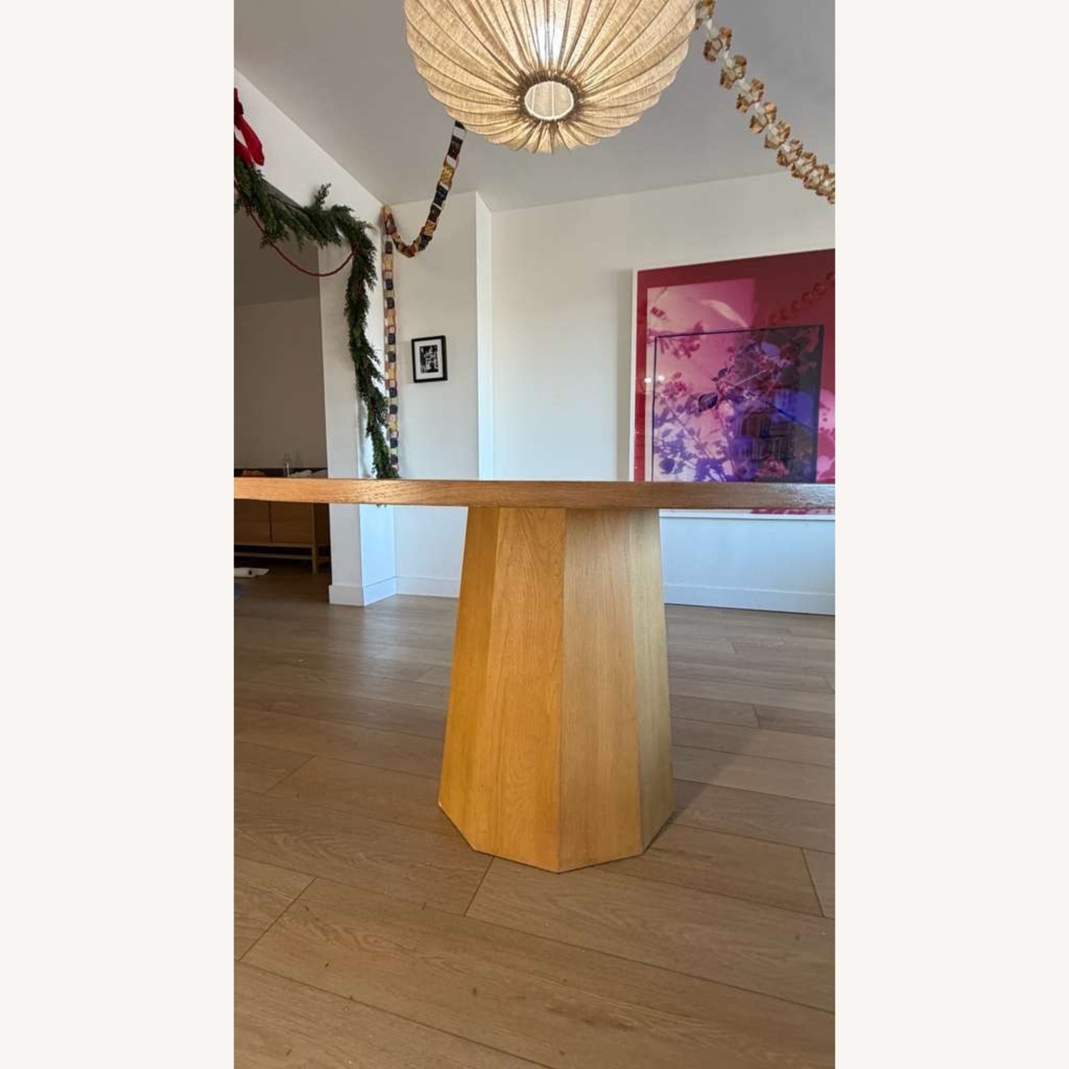 CB2 Bancroft 60" Round Oak Pedestal Dining Table - image-2