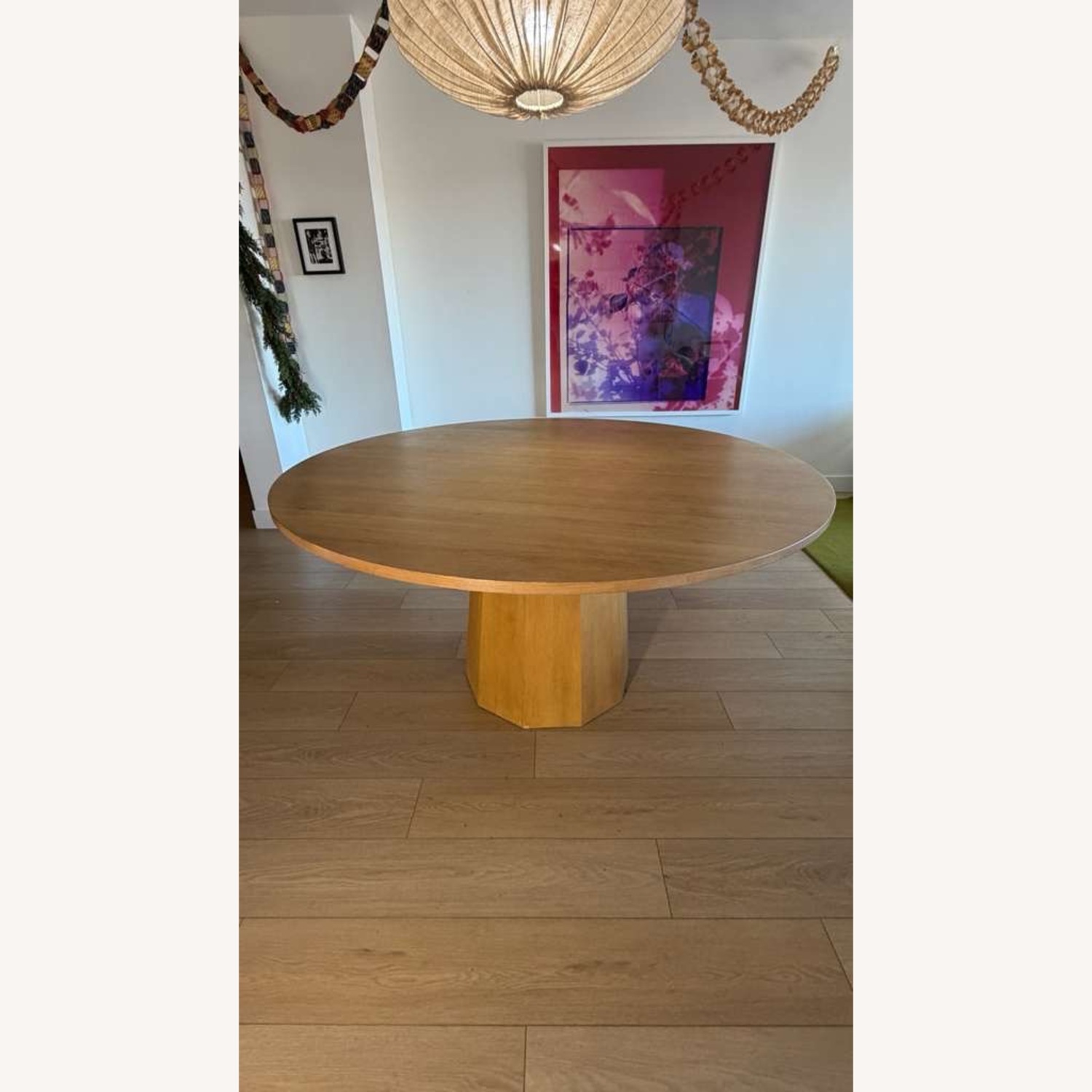 CB2 Bancroft 60" Round Oak Pedestal Dining Table - image-1