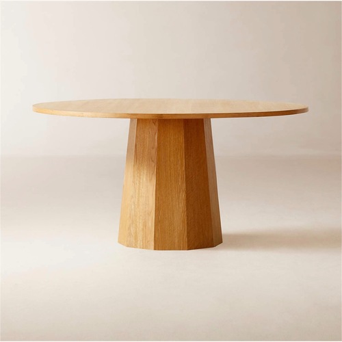 Used CB2 Bancroft 60" Round Oak Pedestal Dining Table for sale on AptDeco