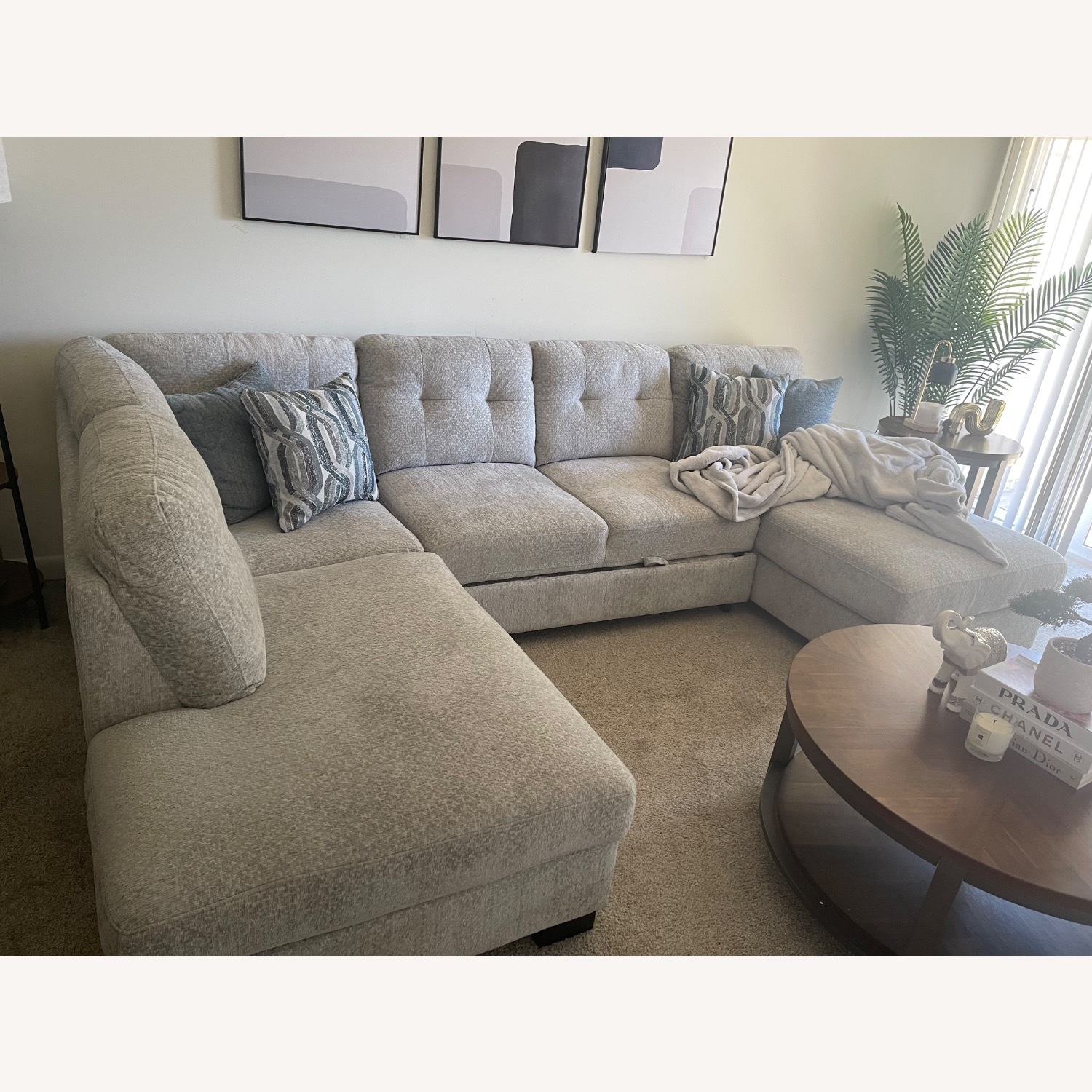 Raymour & Flanigan Light Gray Sleeper Sofa - image-1