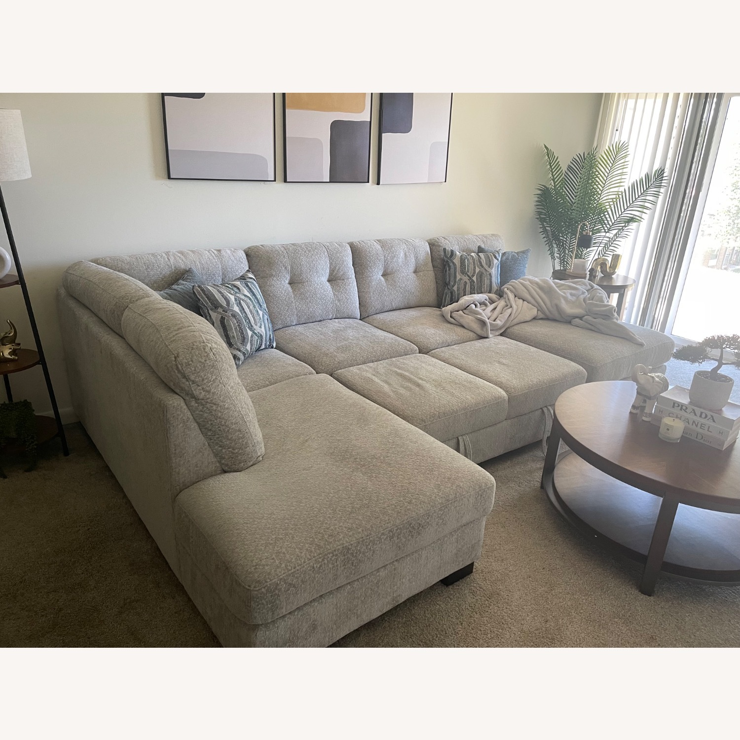 Raymour & Flanigan Light Gray Sleeper Sofa - image-2