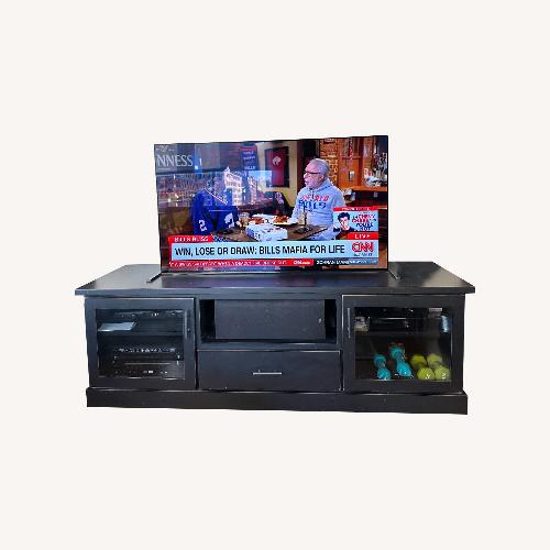 Used Custom Black Wood Entertainment Center for sale on AptDeco
