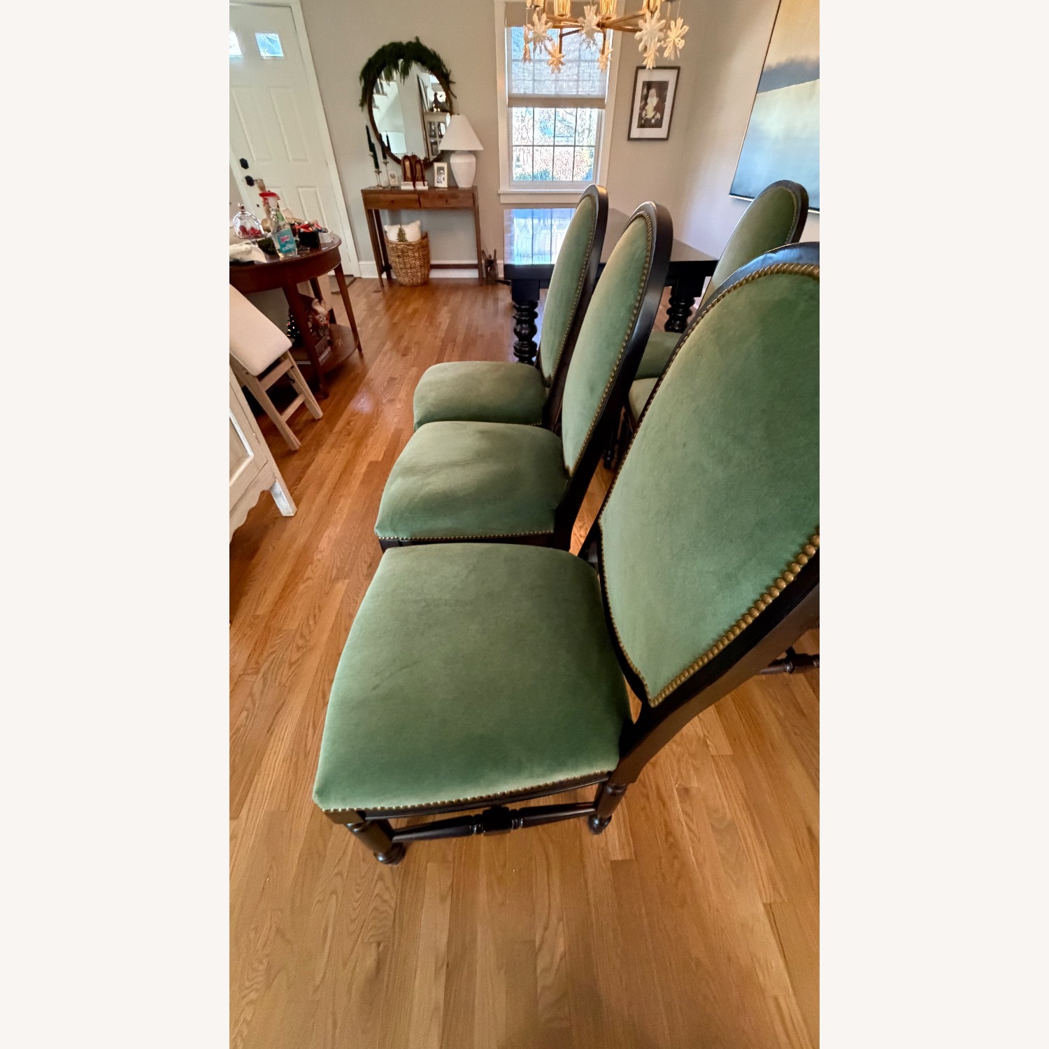 Green Velvet Dining Chairs - image-1