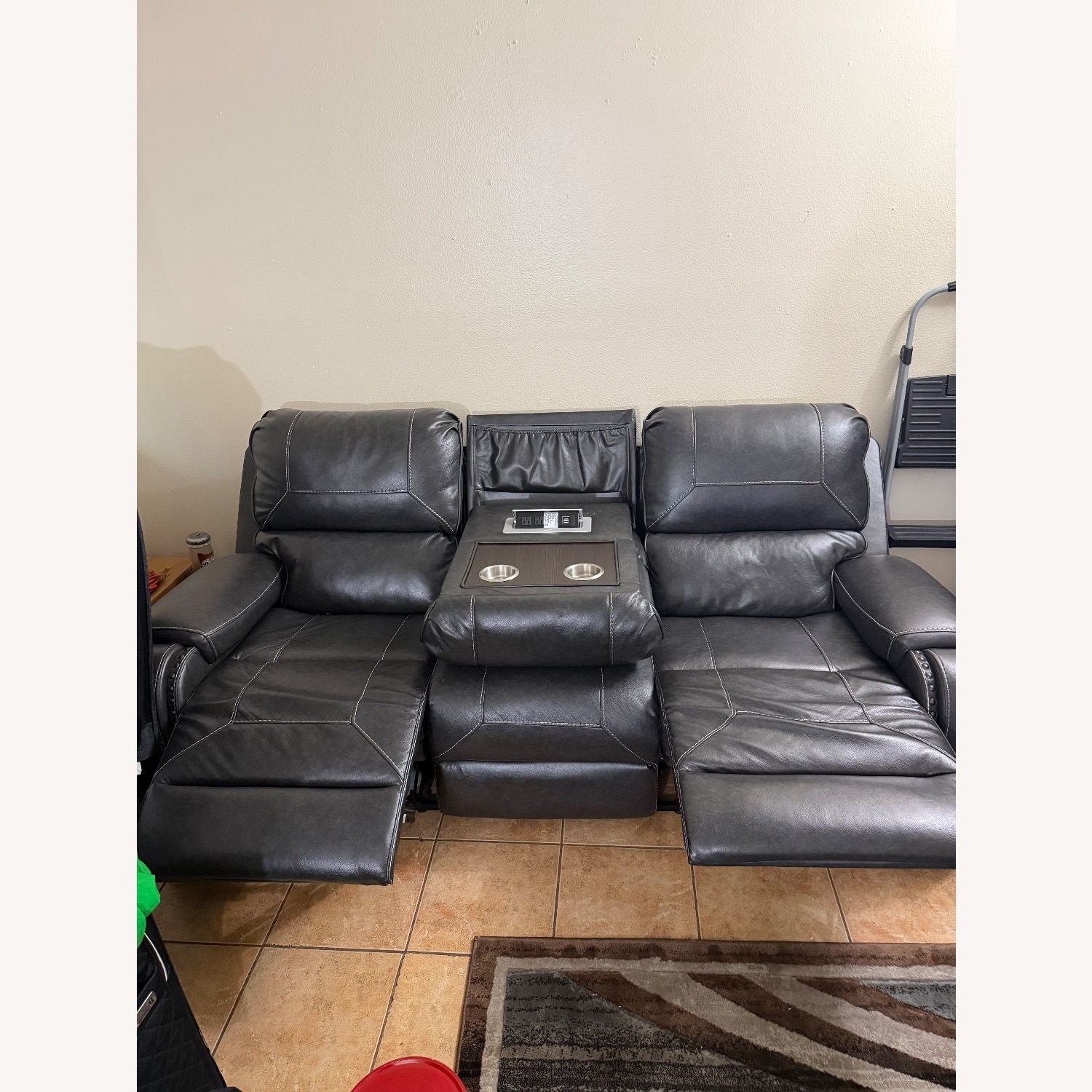 Leather Recliner Sofa with USB/Ac Connector  - image-2