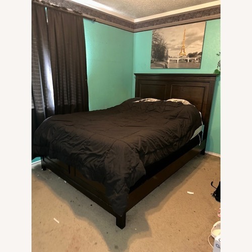 Used Ashley Furniture Alexee Dark Brown Wood Queen Bed for sale on AptDeco