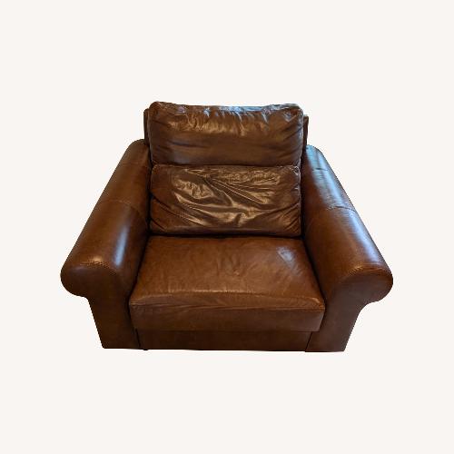Used Pottery Barn Big Sur Dark Brown Leather Armchair for sale on AptDeco
