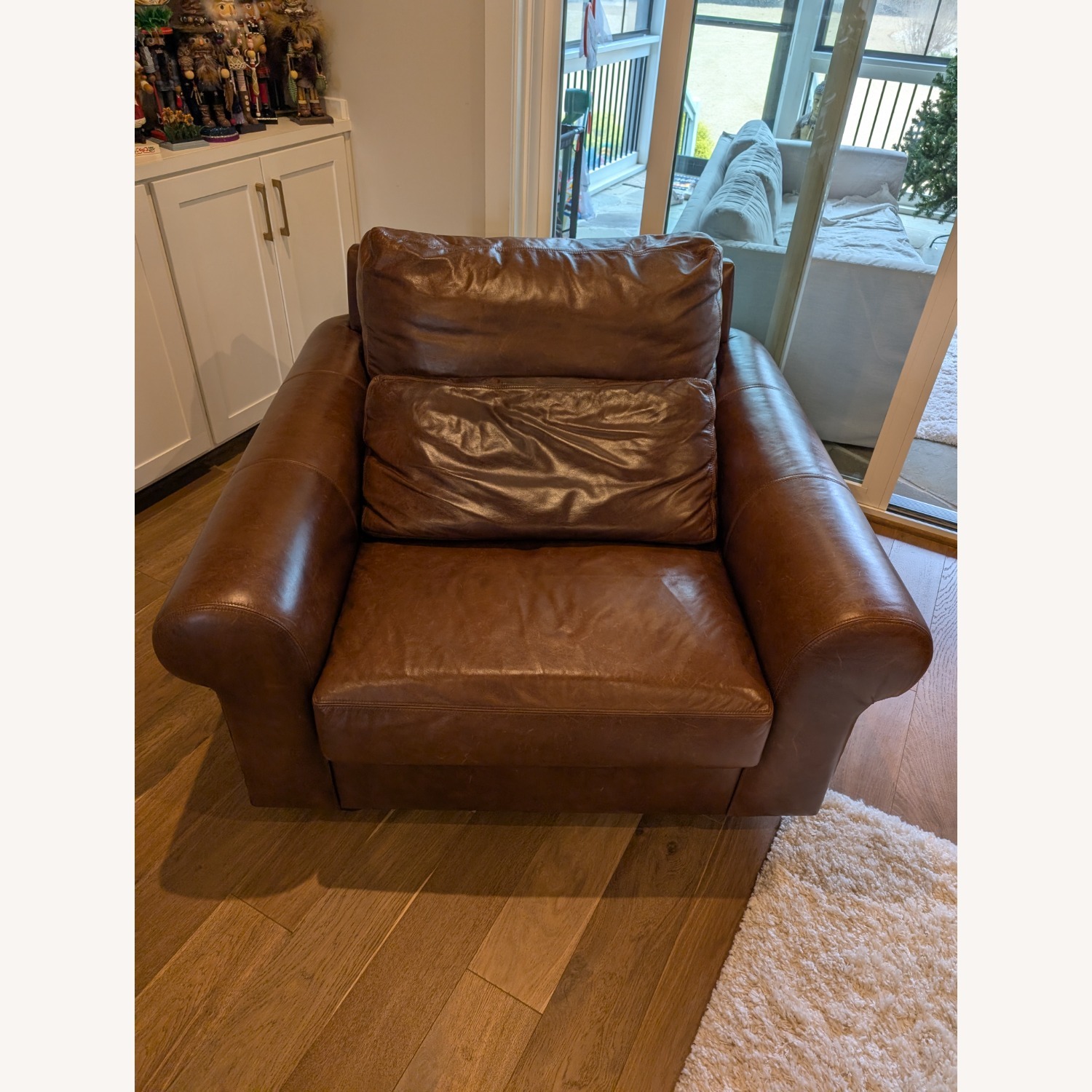 Pottery Barn Big Sur Dark Brown Leather Armchair - image-1