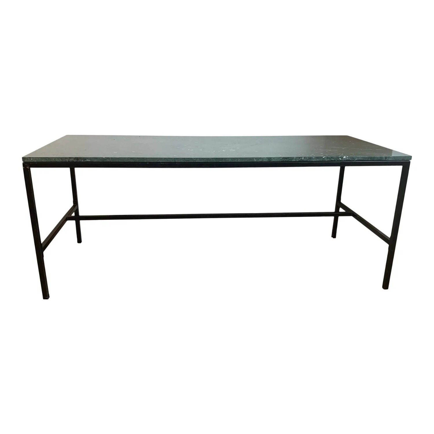 Vintage Green Marble Desk with Metal Frame - image-4