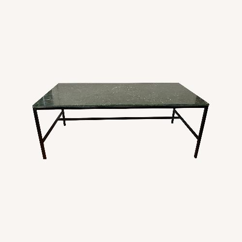 Used Vintage Green Marble Desk with Metal Frame for sale on AptDeco
