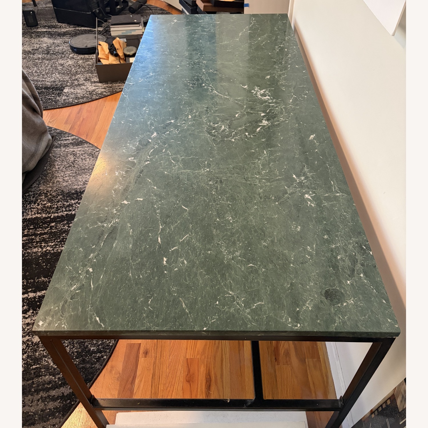 Vintage Green Marble Desk with Metal Frame - image-10