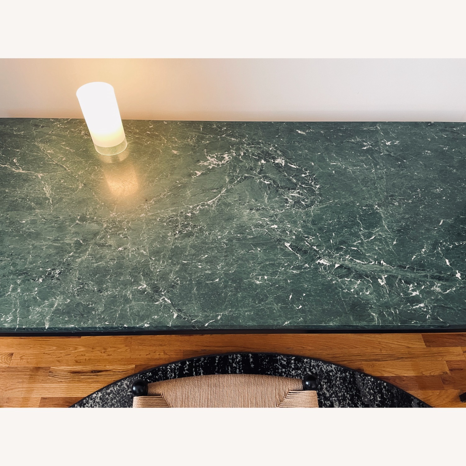 Vintage Green Marble Desk with Metal Frame - image-6