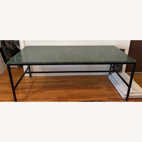 Used Vintage Green Marble Desk with Metal Frame for sale on AptDeco