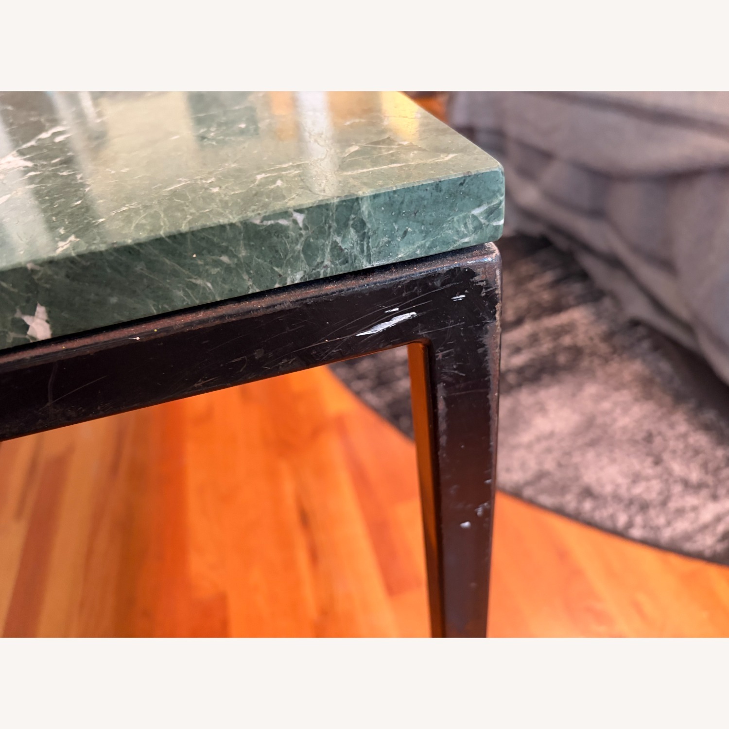 Vintage Green Marble Desk with Metal Frame - image-3