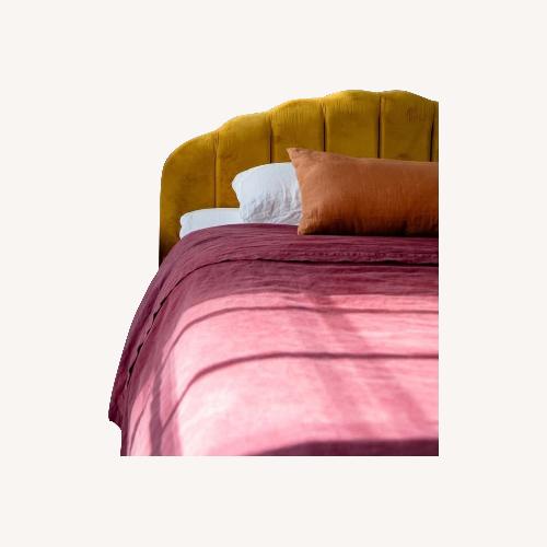 Used Cloth & Company Yellow Velvet Queen Bed for sale on AptDeco