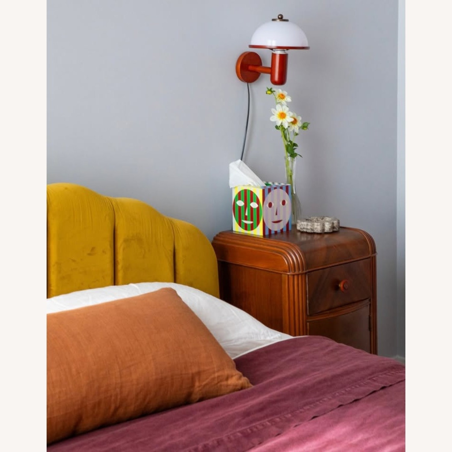 Cloth & Company Yellow Velvet Queen Bed - image-3