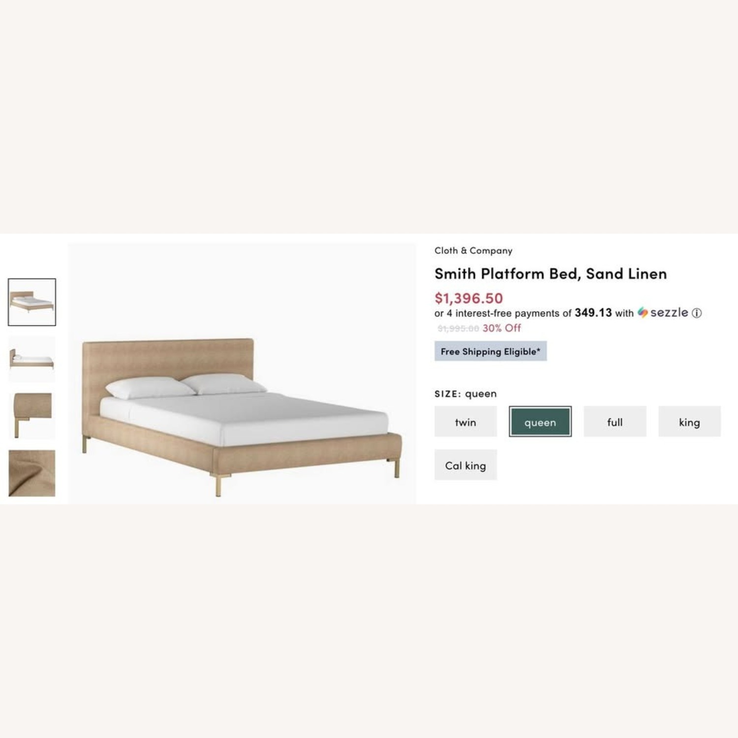 Cloth & Company Yellow Velvet Queen Bed - image-2