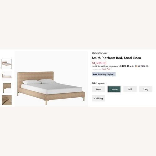 Used Cloth & Company Yellow Velvet Queen Bed for sale on AptDeco