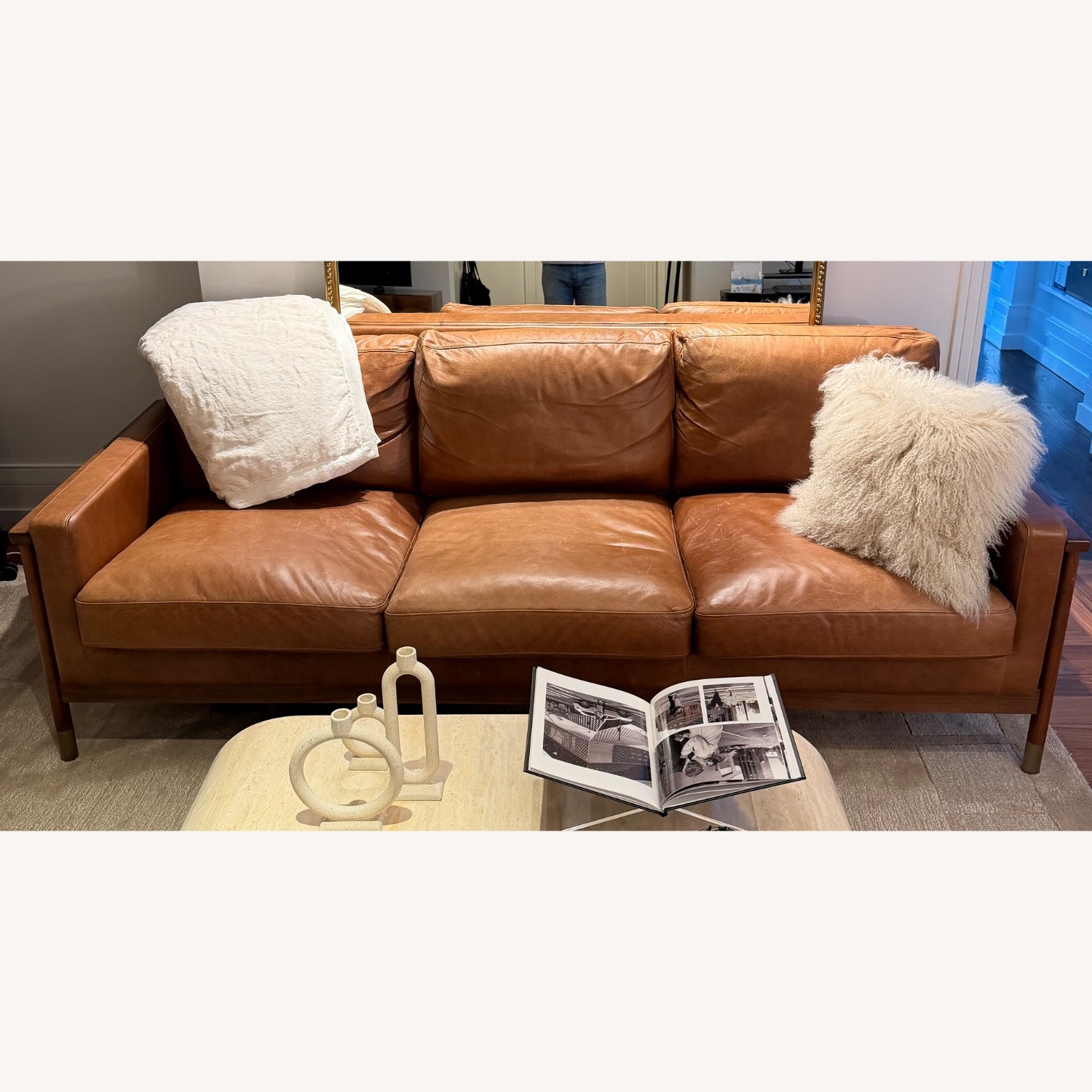 Interior Define Jason Wu Brown Leather Sofa - image-5