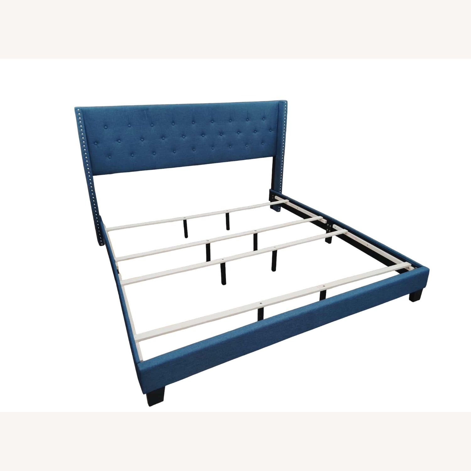 Blue King Upholstered Platform Bed - image-4