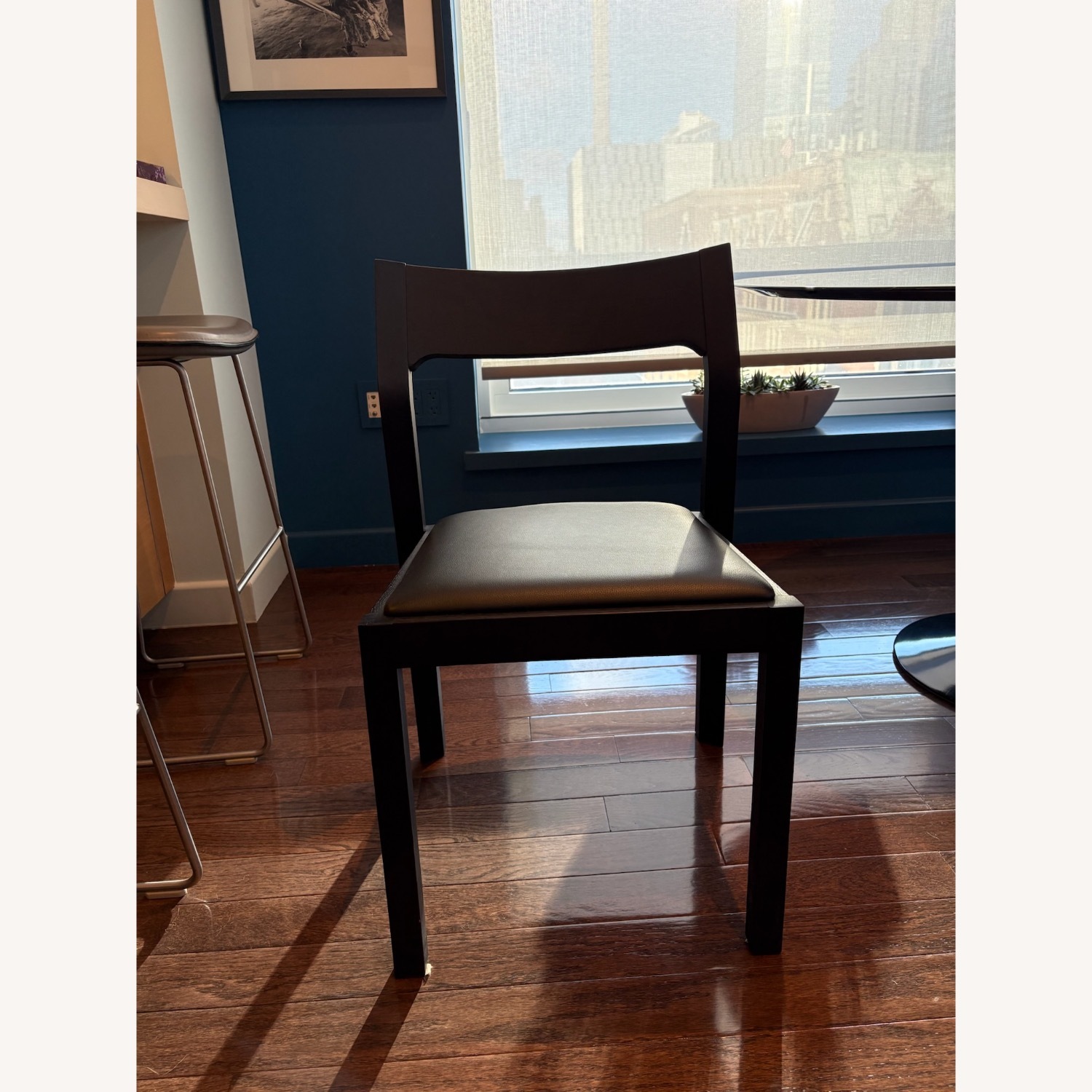 Set of 4 Wood Dining Chairs with Leather Seats - image-4