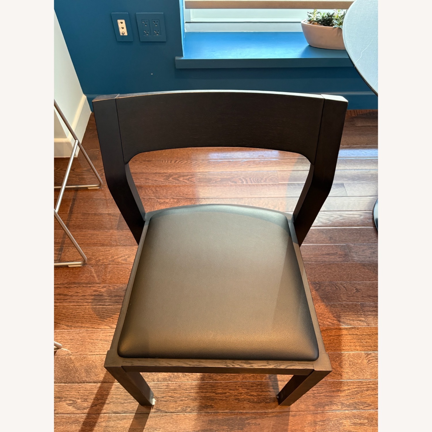 Set of 4 Wood Dining Chairs with Leather Seats - image-5