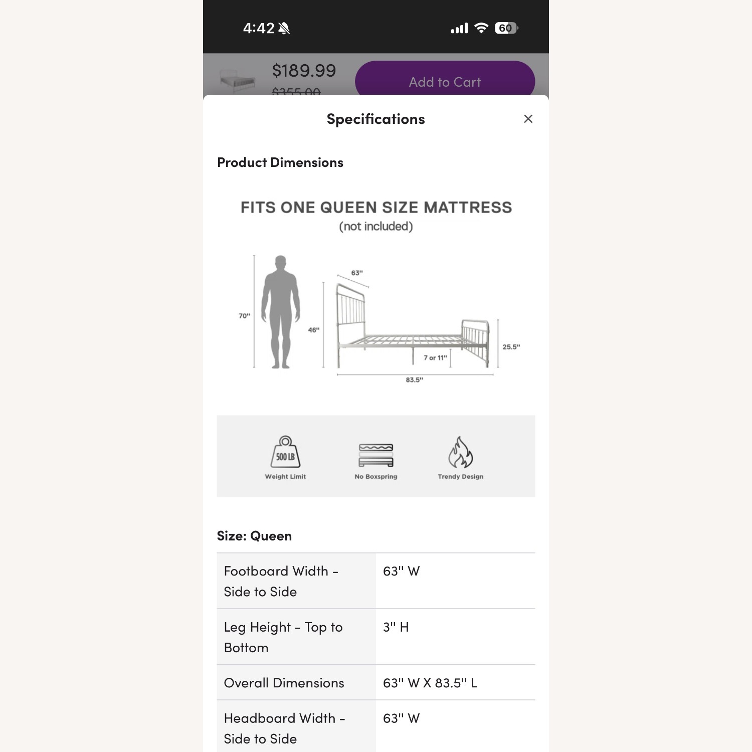 Wayfair Andover Mills Matheney Gold Metal Queen Bed - image-3