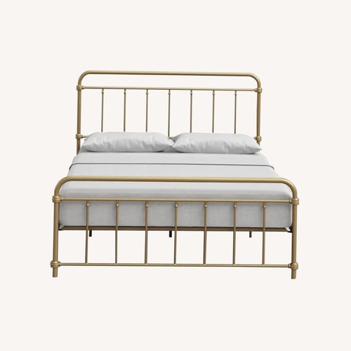 Used Wayfair Andover Mills Matheney Gold Metal Queen Bed for sale on AptDeco