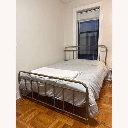 Used Wayfair Andover Mills Matheney Gold Metal Queen Bed for sale on AptDeco