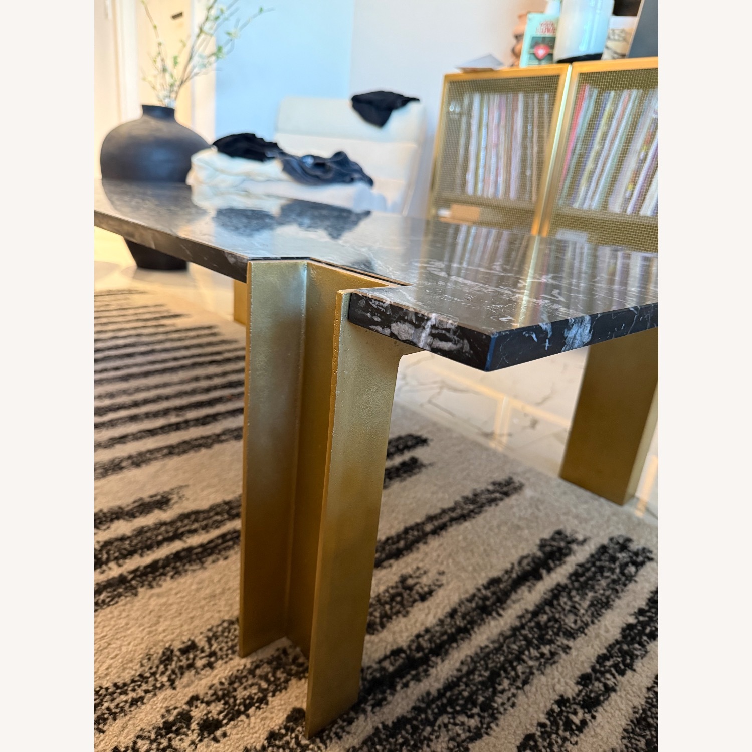 CB2 Alcide Black Marble Coffee Table - image-4
