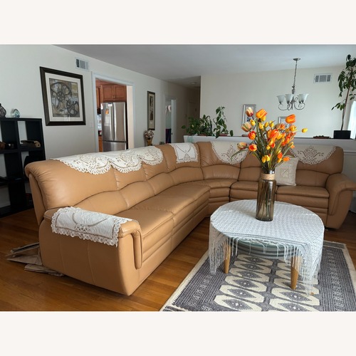 Used Vintage Yellow Leather 3+ Piece Sectional for sale on AptDeco