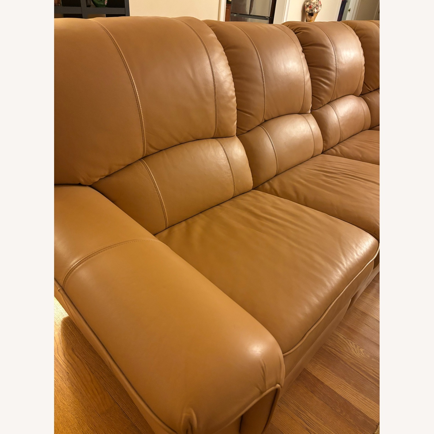 Vintage Yellow Leather 3+ Piece Sectional - image-2