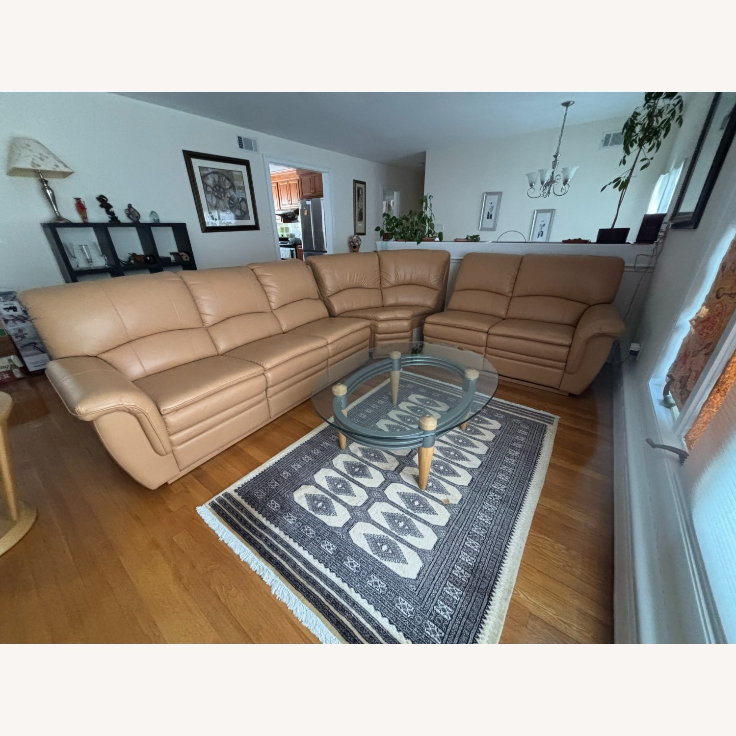 Vintage Yellow Leather 3+ Piece Sectional - image-7