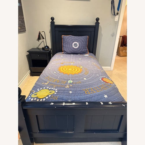 Used The Land of Nod Walden Blue Twin Bed for sale on AptDeco