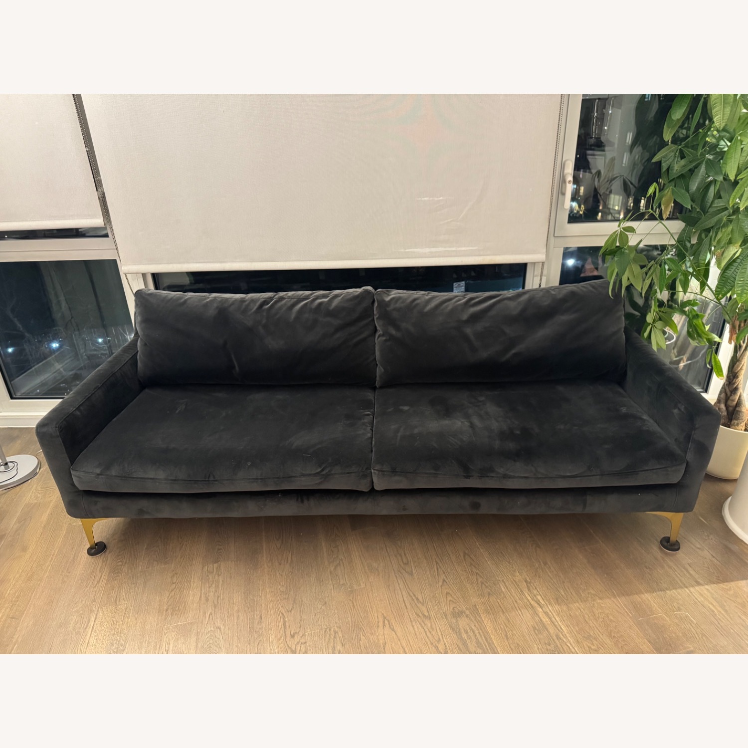 AllModern Jones Dark Gray Velvet 3+ Seater Sofa - image-1