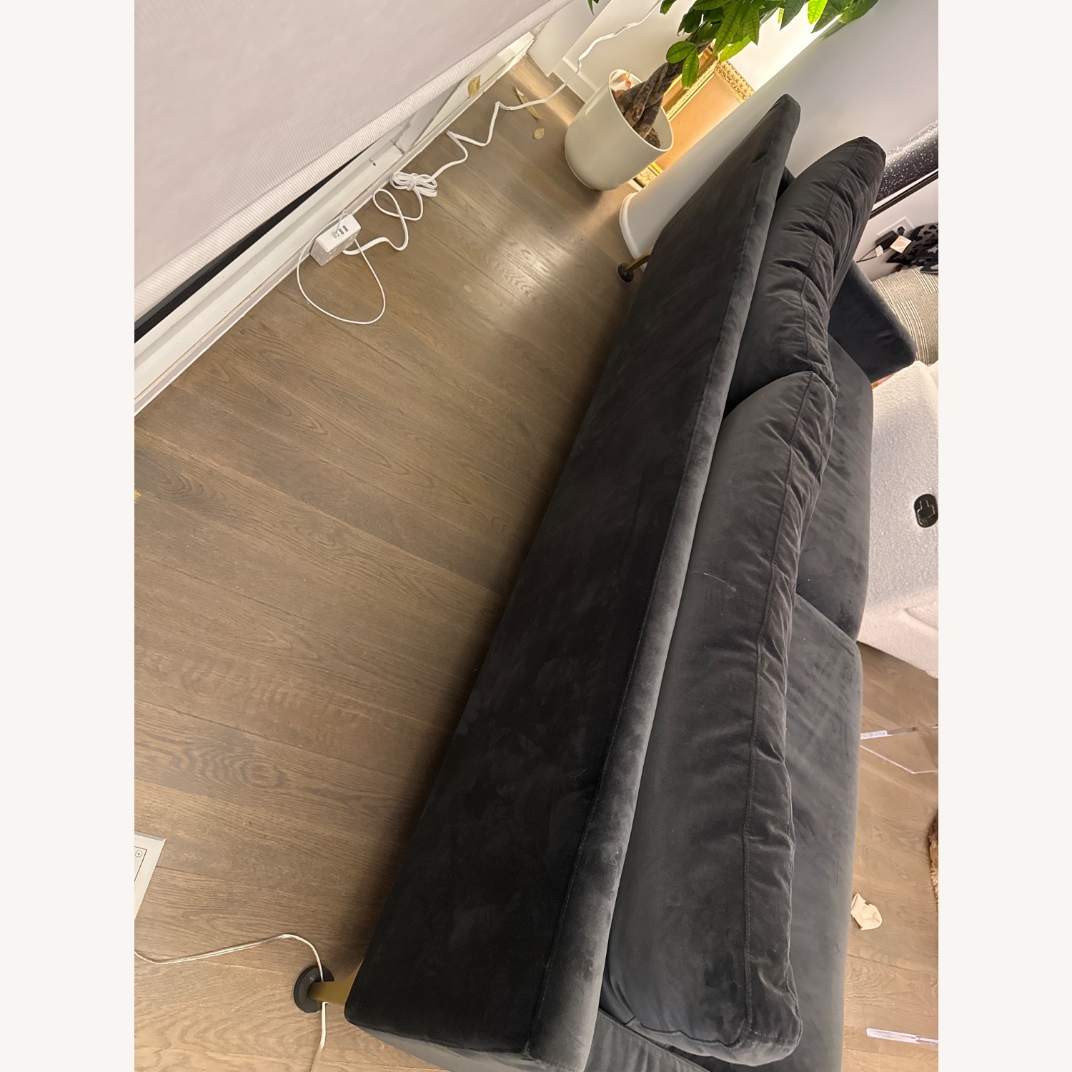 AllModern Jones Dark Gray Velvet 3+ Seater Sofa - image-3