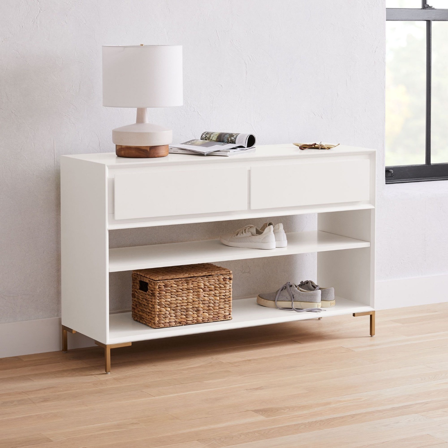 West Elm White Nolan Entryway Console - image-1