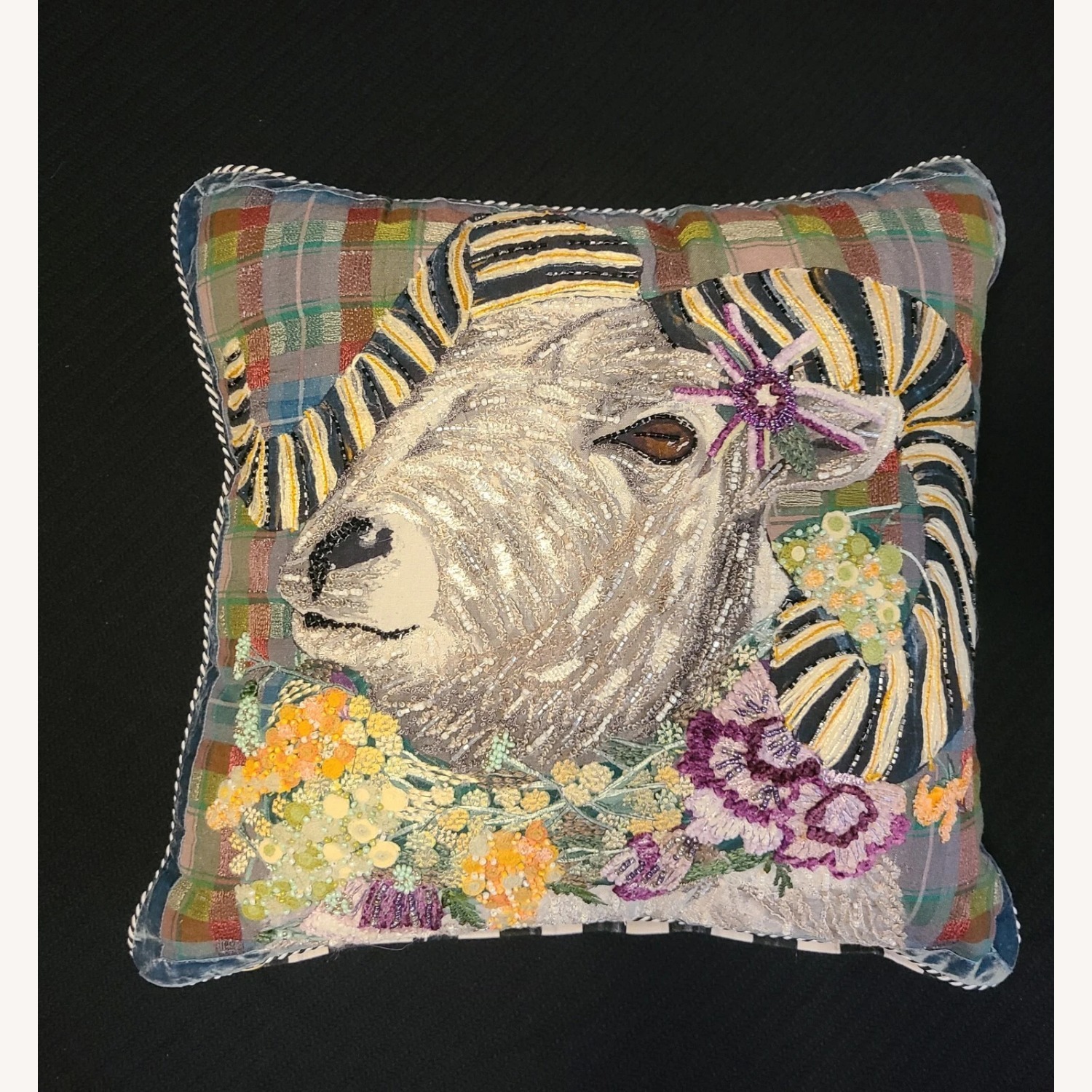 MacKenzie-Childs Scottish Ram Pillow - image-1
