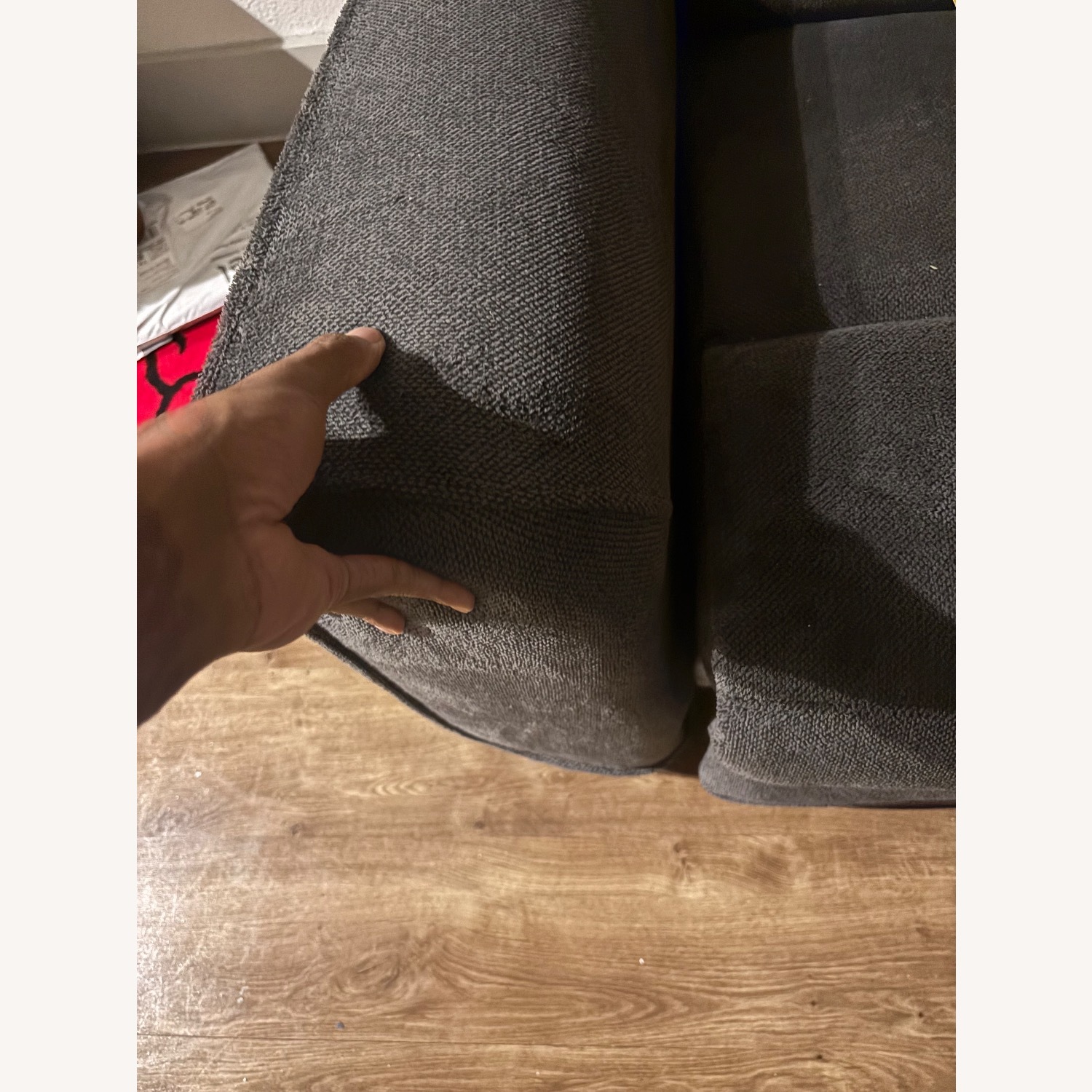 Living Spaces Dark Gray Suede 3+ Seater Sofa - image-4