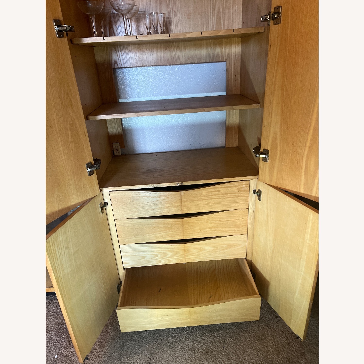 Henredon Scene 2 Natural Burl Wood Wall Unit - image-3