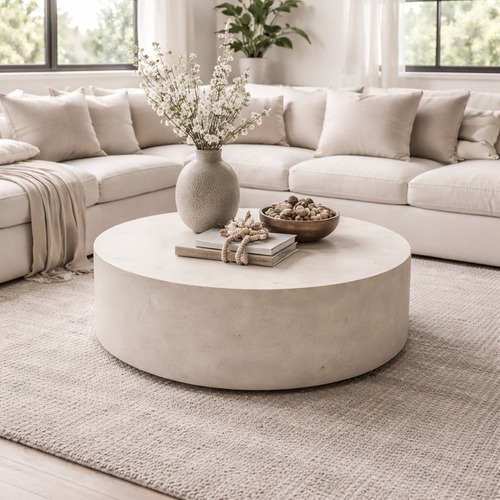 Used Restoration Hardware Ixtapa Round Coffee Table – 48”  for sale on AptDeco