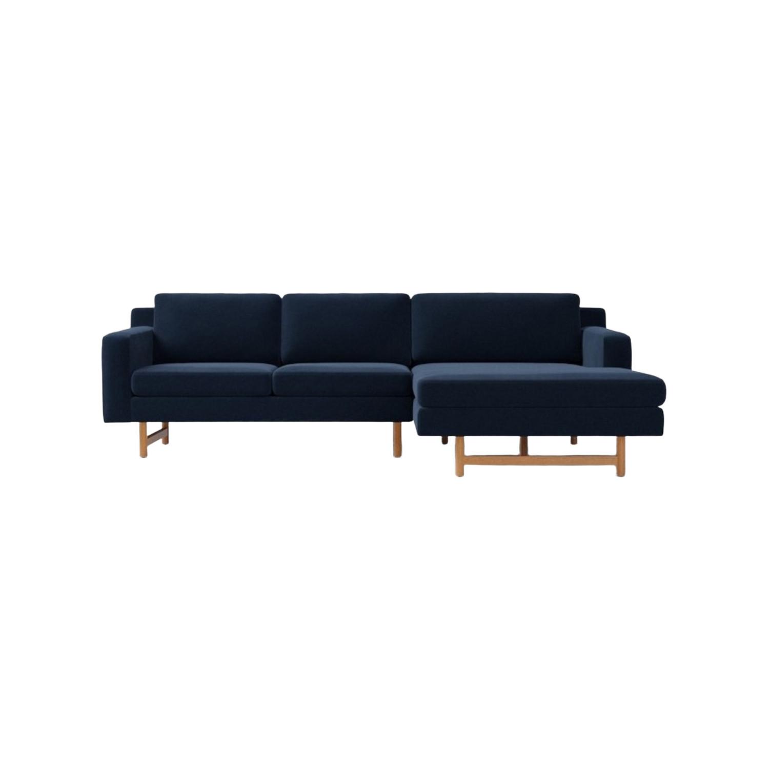 West Elm Eddy Blue Velvet 2 Piece Sectional - image-0