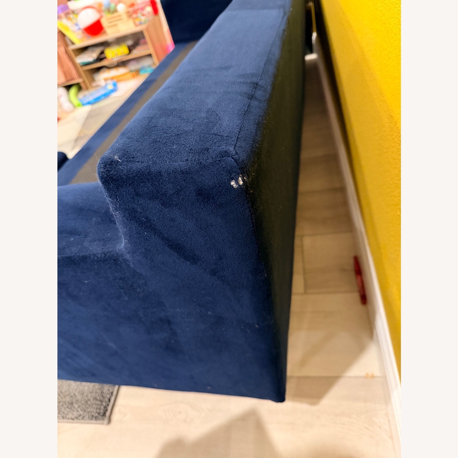 West Elm Eddy Blue Velvet 2 Piece Sectional - image-2