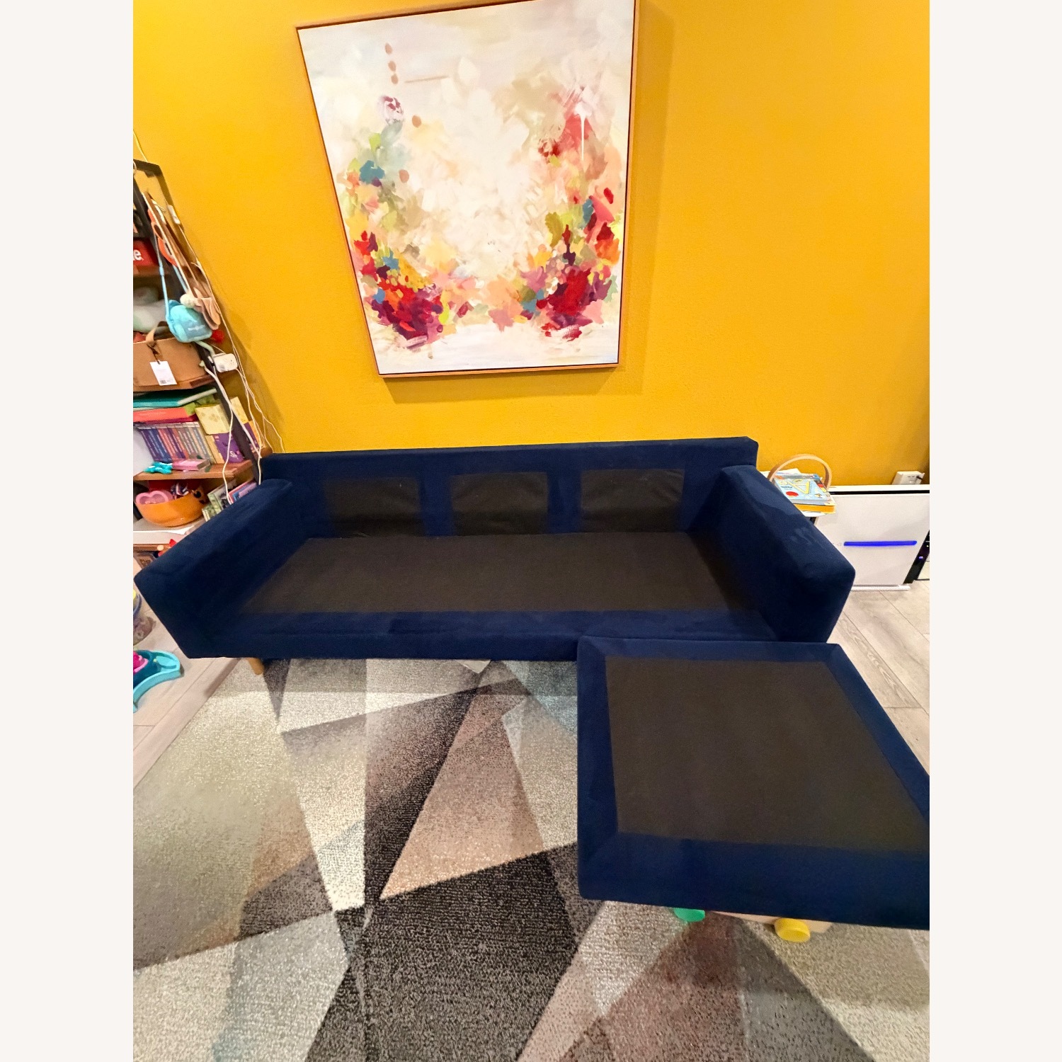 West Elm Eddy Blue Velvet 2 Piece Sectional - image-6