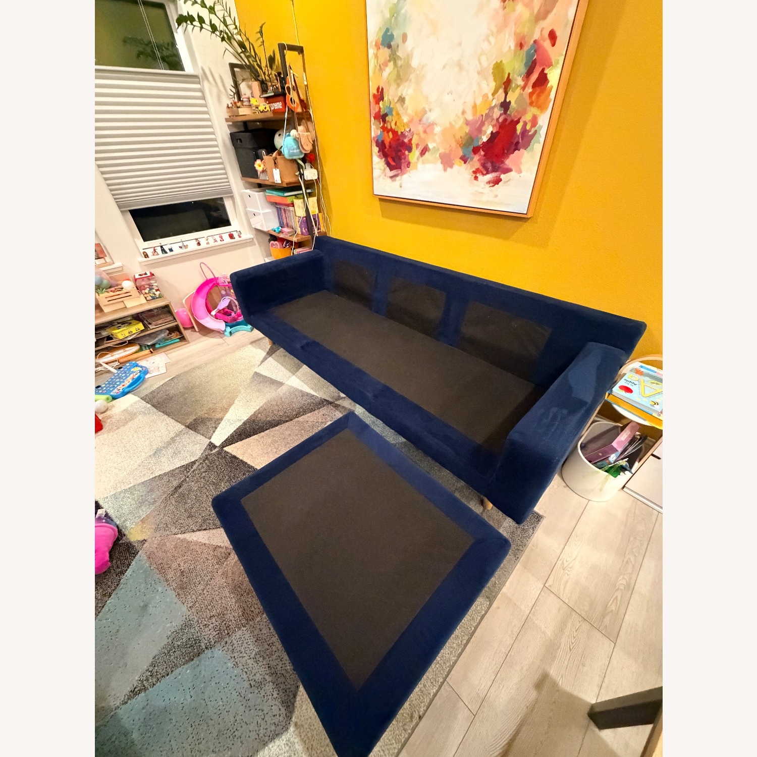 West Elm Eddy Blue Velvet 2 Piece Sectional - image-5