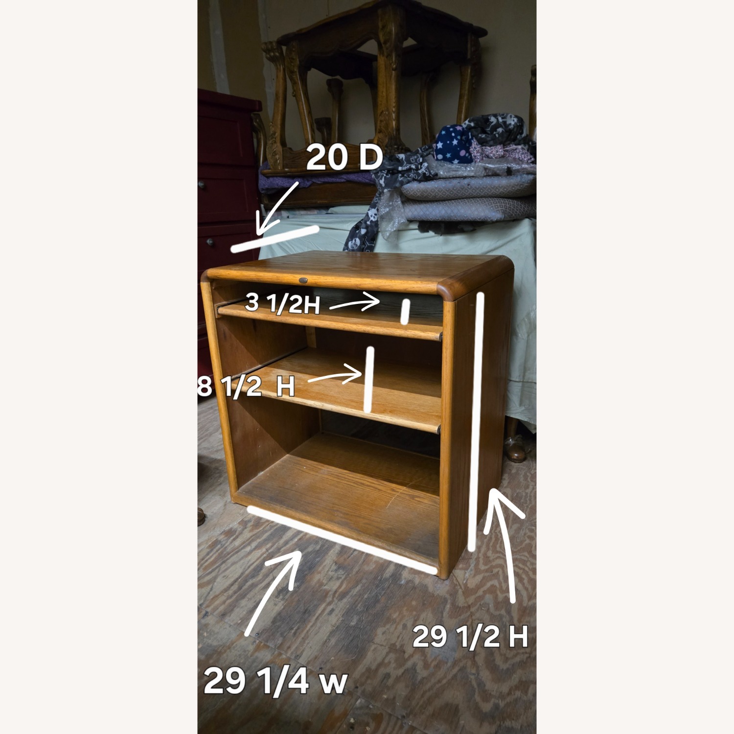 Light Brown Wood Media Storage - image-2